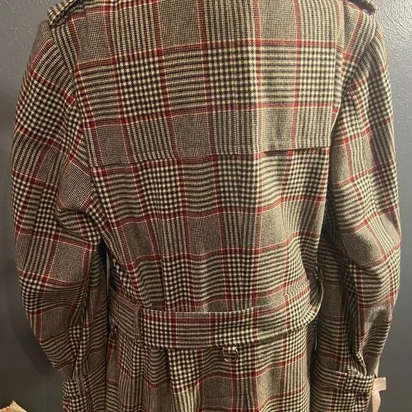 Aquascrutum Vintage Plaid Trench Coat with Belt - Picture 4 of 16